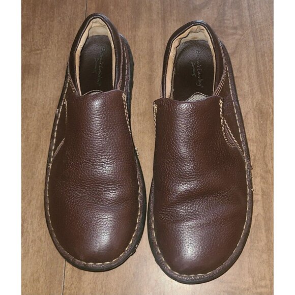 Brown's Landing Shoes 8M Clogs Mahogany Leather Stitched Slip On - Picture 1 of 10